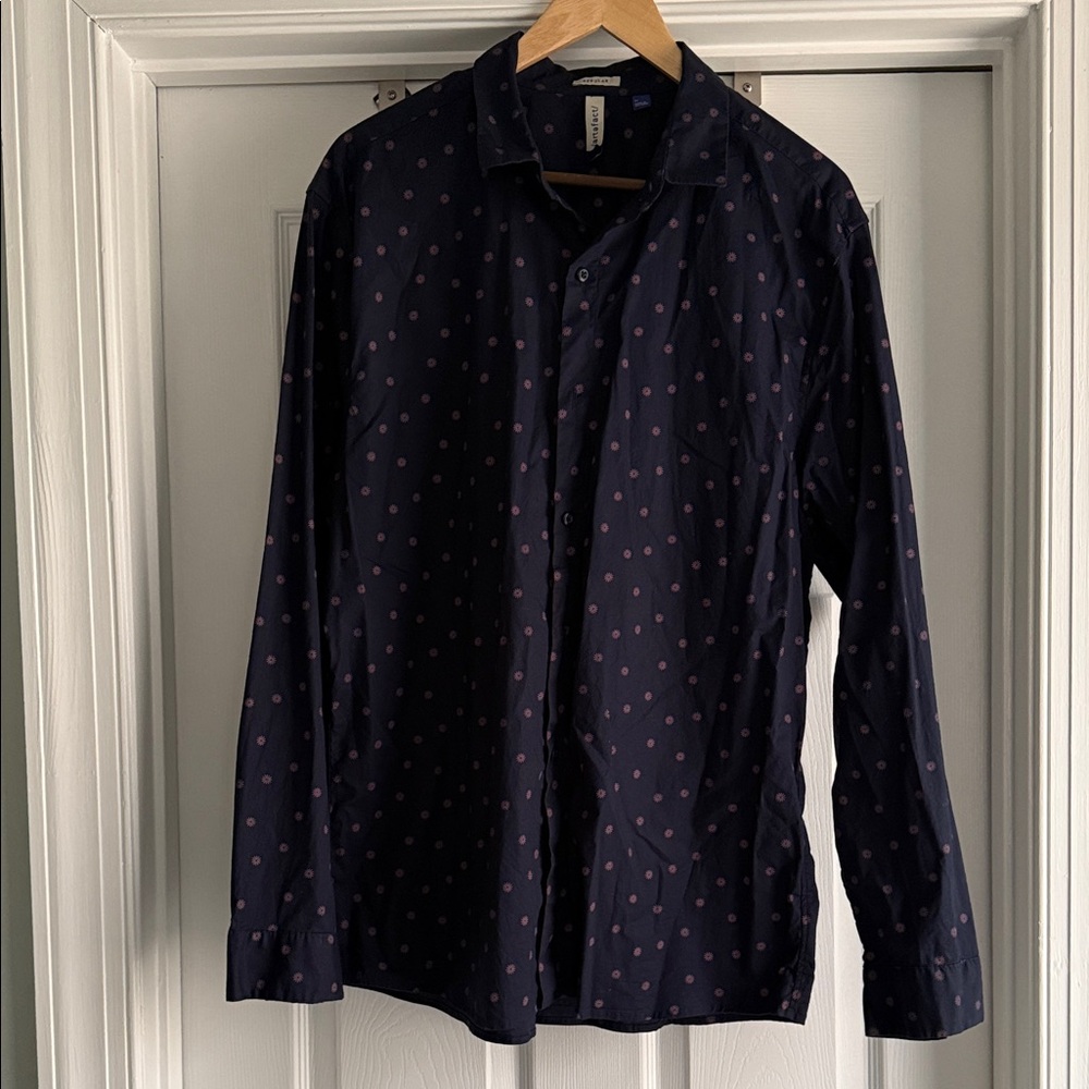 Stylish Navy Shirt with Pink Accents
